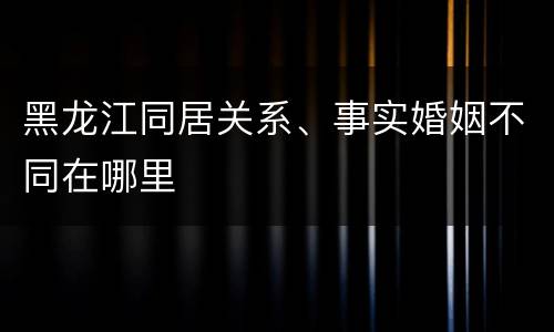 黑龙江同居关系、事实婚姻不同在哪里