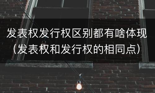 发表权发行权区别都有啥体现（发表权和发行权的相同点）