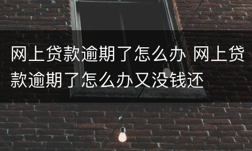 网上贷款逾期了怎么办 网上贷款逾期了怎么办又没钱还