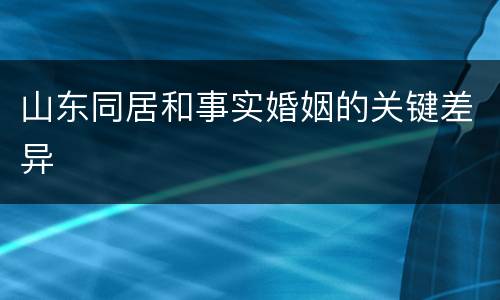 山东同居和事实婚姻的关键差异