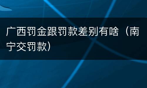 广西罚金跟罚款差别有啥（南宁交罚款）