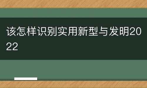 该怎样识别实用新型与发明2022