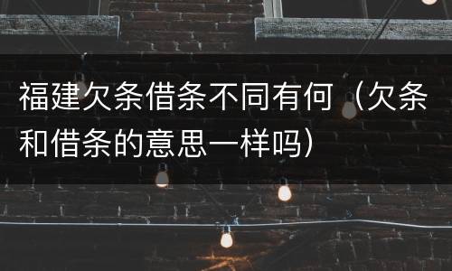 福建欠条借条不同有何（欠条和借条的意思一样吗）