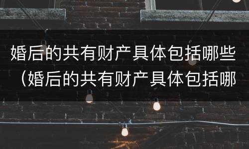 婚后的共有财产具体包括哪些（婚后的共有财产具体包括哪些内容）