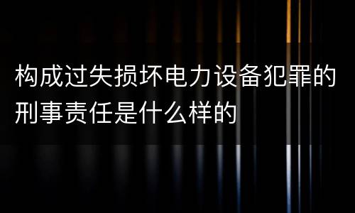 构成过失损坏电力设备犯罪的刑事责任是什么样的