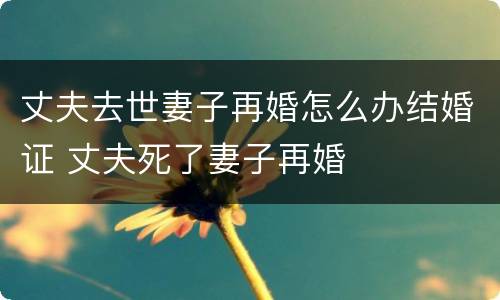 丈夫去世妻子再婚怎么办结婚证 丈夫死了妻子再婚