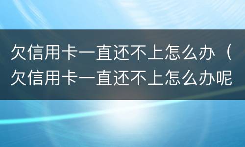 欠信用卡一直还不上怎么办（欠信用卡一直还不上怎么办呢）