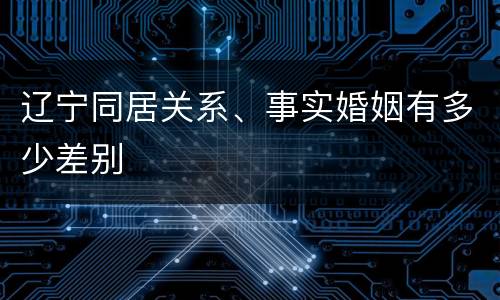 辽宁同居关系、事实婚姻有多少差别