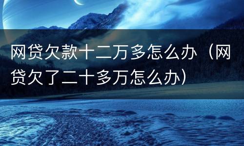 网贷欠款十二万多怎么办（网贷欠了二十多万怎么办）