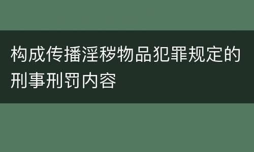 构成传播淫秽物品犯罪规定的刑事刑罚内容