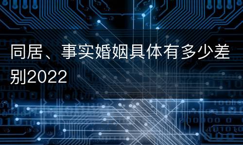 同居、事实婚姻具体有多少差别2022