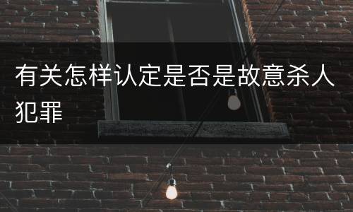 有关怎样认定是否是故意杀人犯罪