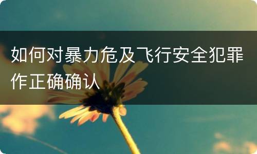 如何对暴力危及飞行安全犯罪作正确确认