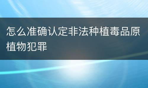 怎么准确认定非法种植毒品原植物犯罪