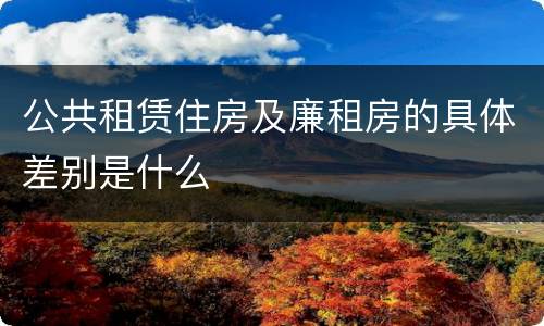 公共租赁住房及廉租房的具体差别是什么