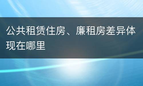 公共租赁住房、廉租房差异体现在哪里