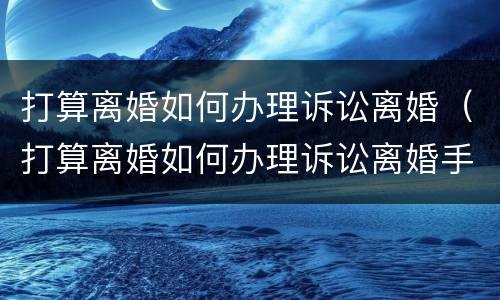 打算离婚如何办理诉讼离婚（打算离婚如何办理诉讼离婚手续）