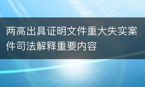 两高出具证明文件重大失实案件司法解释重要内容