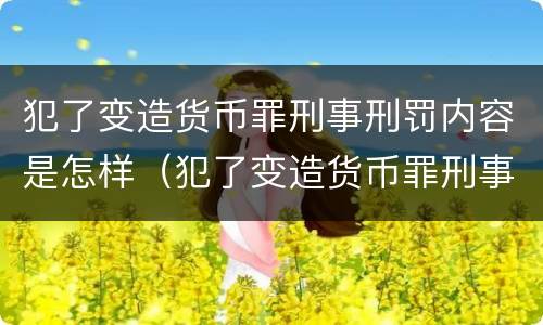 犯了变造货币罪刑事刑罚内容是怎样（犯了变造货币罪刑事刑罚内容是怎样写的）