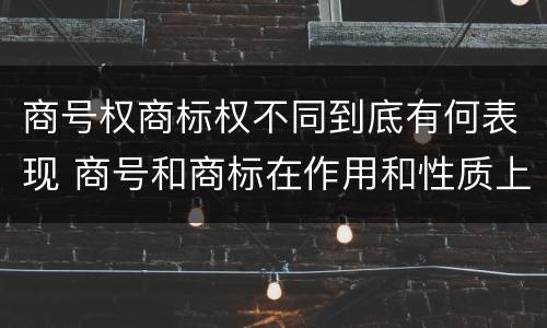 商号权商标权不同到底有何表现 商号和商标在作用和性质上的区别