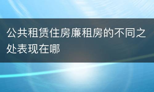 公共租赁住房廉租房的不同之处表现在哪