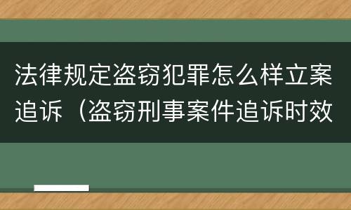 法律规定盗窃犯罪怎么样立案追诉（盗窃刑事案件追诉时效规定）