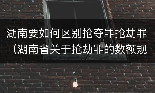 湖南要如何区别抢夺罪抢劫罪（湖南省关于抢劫罪的数额规定）