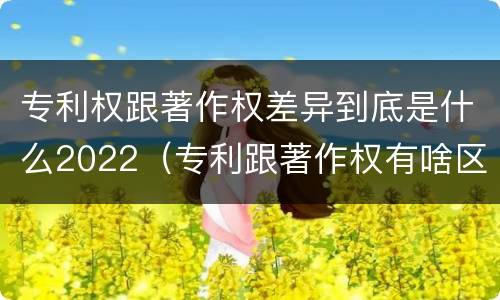 专利权跟著作权差异到底是什么2022（专利跟著作权有啥区别）