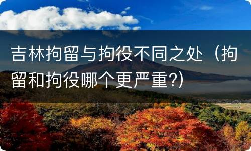 吉林拘留与拘役不同之处（拘留和拘役哪个更严重?）