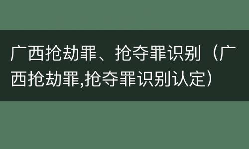 广西抢劫罪、抢夺罪识别（广西抢劫罪,抢夺罪识别认定）