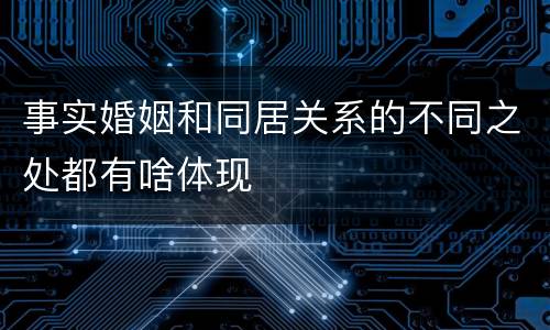 事实婚姻和同居关系的不同之处都有啥体现