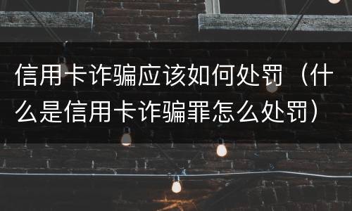 信用卡诈骗应该如何处罚(什么是信用卡诈骗罪怎么处罚)
