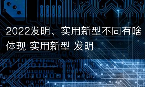 2022发明、实用新型不同有啥体现 实用新型 发明