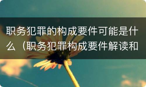 职务犯罪的构成要件可能是什么（职务犯罪构成要件解读和案例）