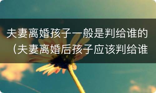 夫妻离婚孩子一般是判给谁的（夫妻离婚后孩子应该判给谁）