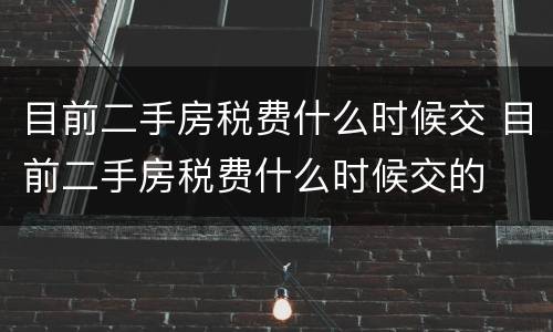 目前二手房税费什么时候交 目前二手房税费什么时候交的