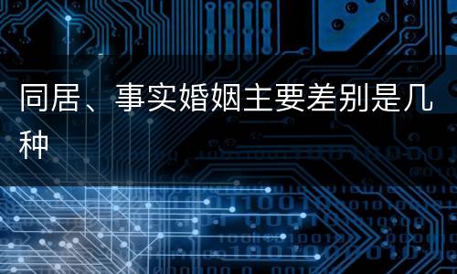同居、事实婚姻主要差别是几种