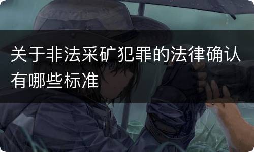 关于非法采矿犯罪的法律确认有哪些标准