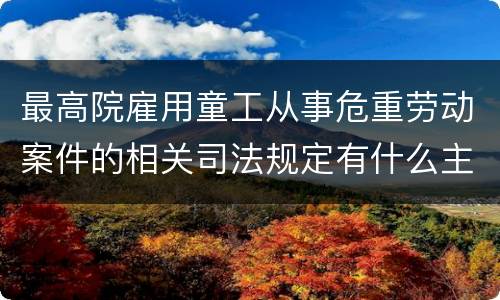 最高院雇用童工从事危重劳动案件的相关司法规定有什么主要内容