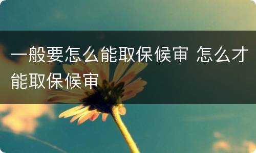 一般要怎么能取保候审 怎么才能取保候审