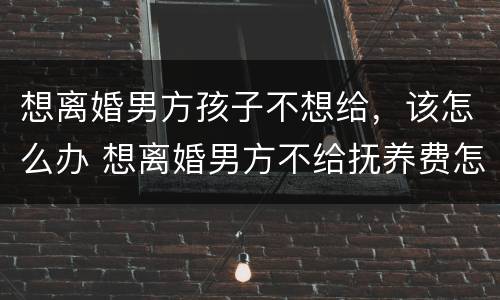 想离婚男方孩子不想给，该怎么办 想离婚男方不给抚养费怎么办