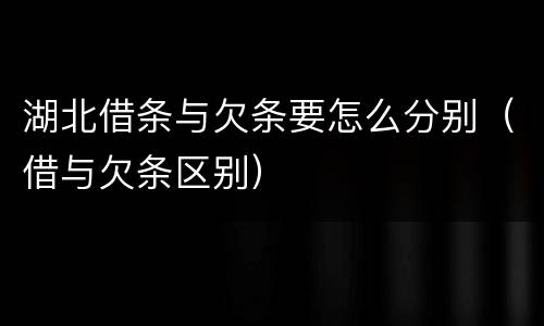 湖北借条与欠条要怎么分别（借与欠条区别）