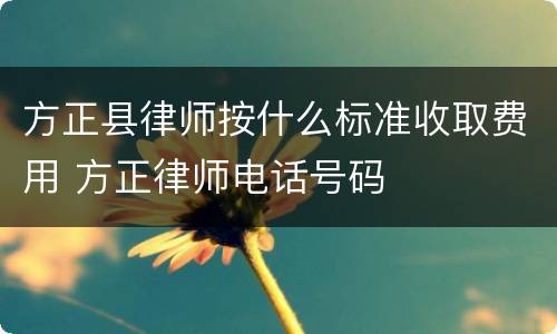 方正县律师按什么标准收取费用 方正律师电话号码