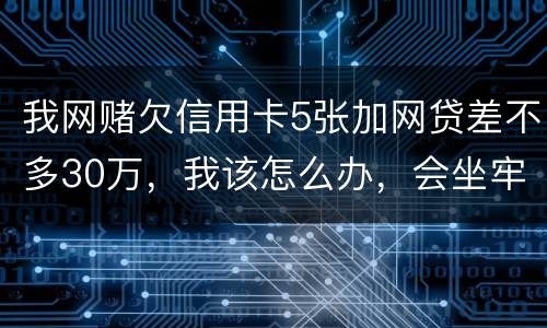 我网赌欠信用卡5张加网贷差不多30万，我该怎么办，会坐牢吗？没钱还，还不上了