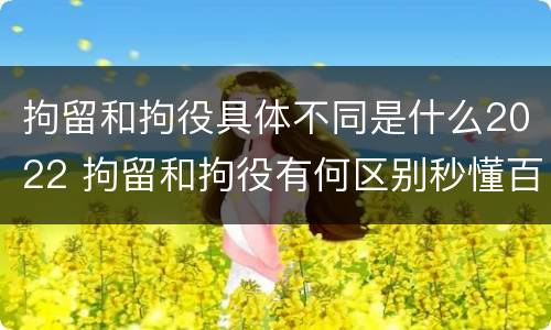 拘留和拘役具体不同是什么2022 拘留和拘役有何区别秒懂百科