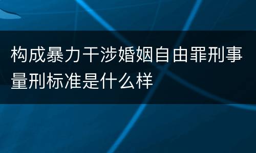 构成暴力干涉婚姻自由罪刑事量刑标准是什么样