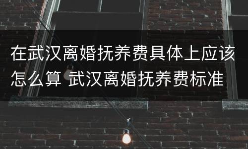 在武汉离婚抚养费具体上应该怎么算 武汉离婚抚养费标准
