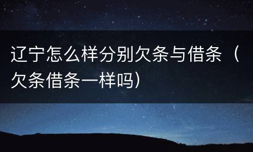 辽宁怎么样分别欠条与借条（欠条借条一样吗）