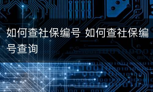 如何查社保编号 如何查社保编号查询