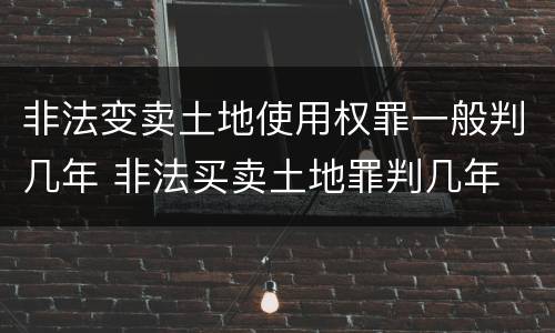 非法变卖土地使用权罪一般判几年 非法买卖土地罪判几年